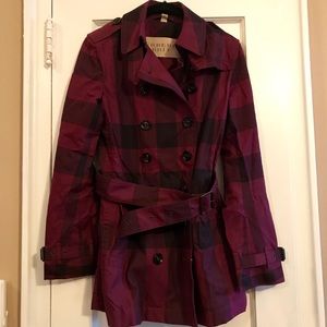 Burberry Brit Purple Crombridge Check Trench Coat